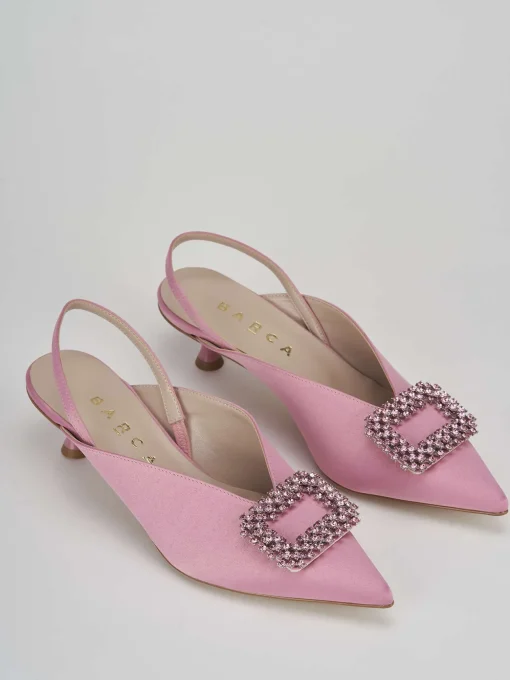 Décolleté e slingback tacco 3cm raso rosa