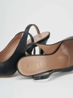 Décolleté e slingback tacco 9cm pelle nero