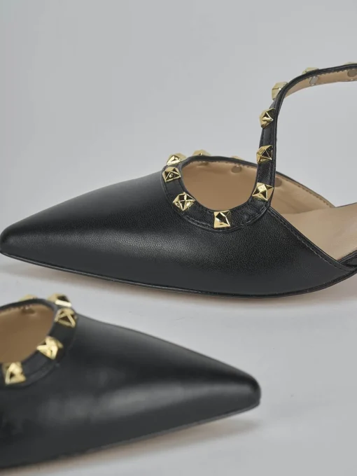 Décolleté e slingback tacco 4cm pelle nero