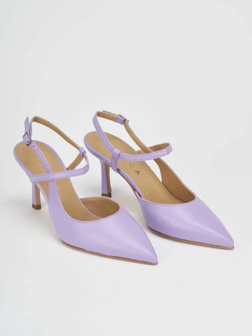 Décolleté e slingback tacco 7cm pelle rosa