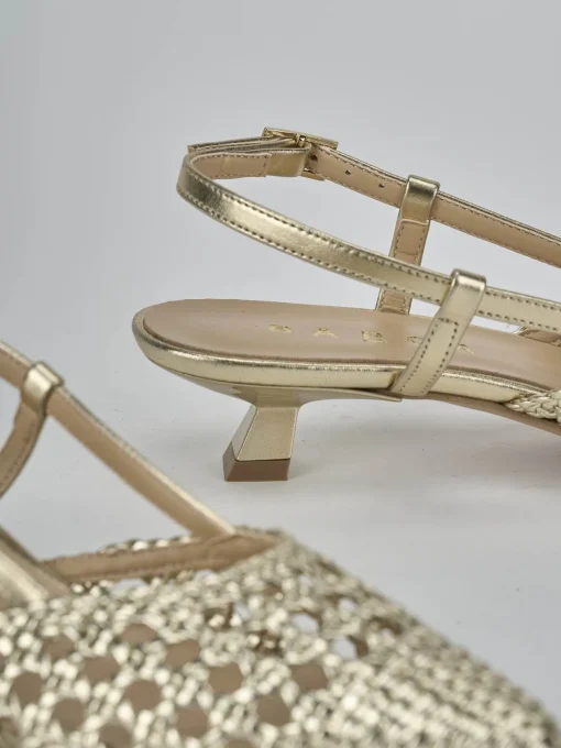 Décolleté e slingback tacco 4cm pelle oro