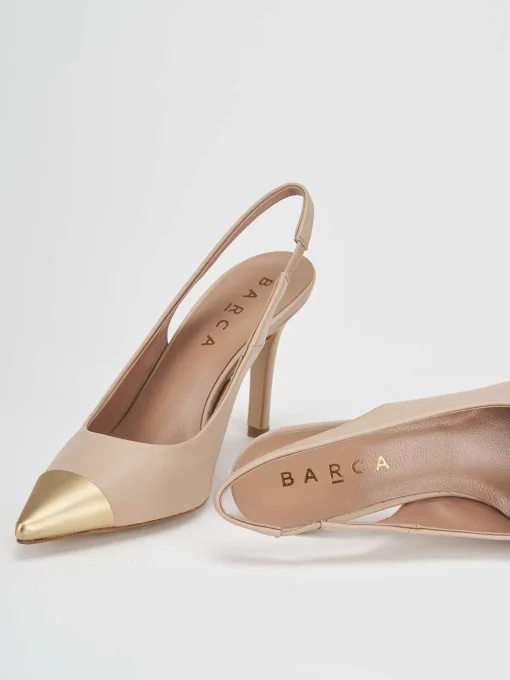 Décolleté e slingback tacco 9cm pelle rosa