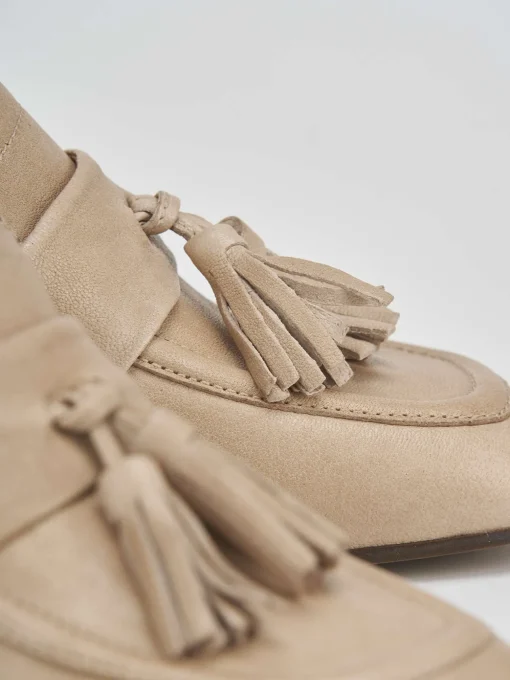 Décolleté e slingback tacco 6cm pelle beige