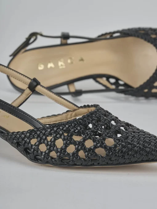 Décolleté e slingback tacco 4cm pelle nero