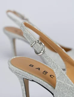 Décolleté e slingback tacco 5cm pelle argento