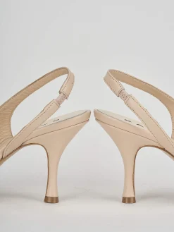 Décolleté e slingback tacco 7cm pelle beige