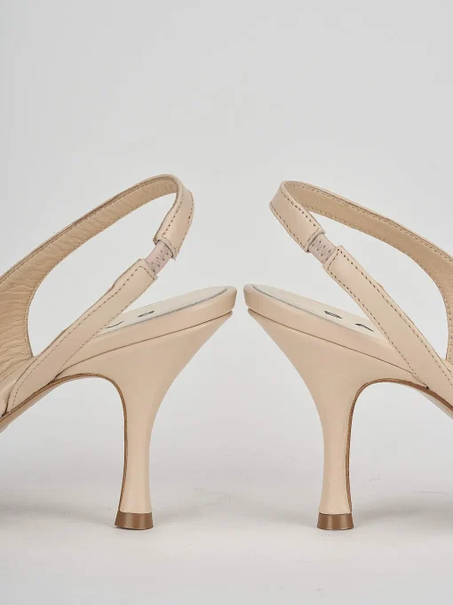 Décolleté e slingback tacco 7cm pelle beige