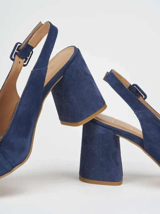 Décolleté e slingback tacco 7cm camoscio blu