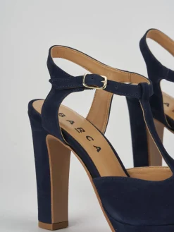 Décolleté e slingback tacco 11cm camoscio blu
