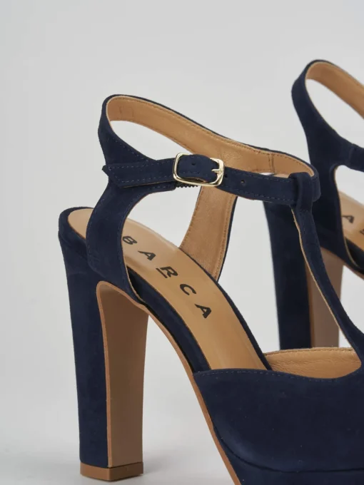 Décolleté e slingback tacco 11cm camoscio blu