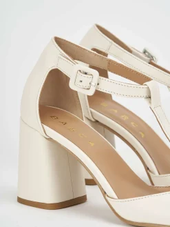 Décolleté e slingback tacco 7cm pelle bianco