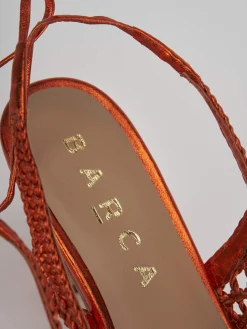 Décolleté e slingback tacco 7cm pelle arancio