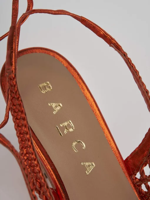 Décolleté e slingback tacco 7cm pelle arancio