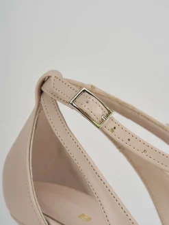 Décolleté e slingback tacco 7cm pelle beige