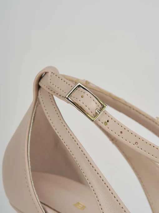 Décolleté e slingback tacco 7cm pelle beige