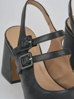 Décolleté e slingback tacco 5cm pelle nero