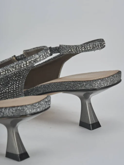 Décolleté e slingback tacco 5cm pelle argento