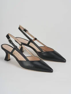 Décolleté e slingback tacco 5cm pelle nero
