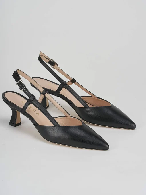 Décolleté e slingback tacco 5cm pelle nero