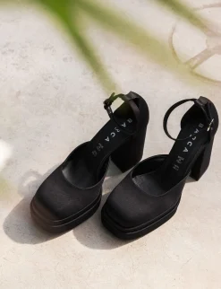 Décolleté e slingback tacco 11cm raso nero