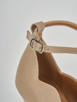 Décolleté e slingback tacco 10cm pelle marrone