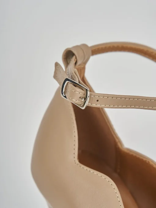 Décolleté e slingback tacco 10cm pelle marrone