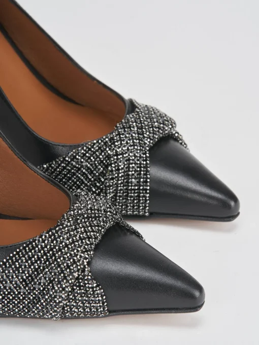 Décolleté e slingback tacco 9cm pelle nero