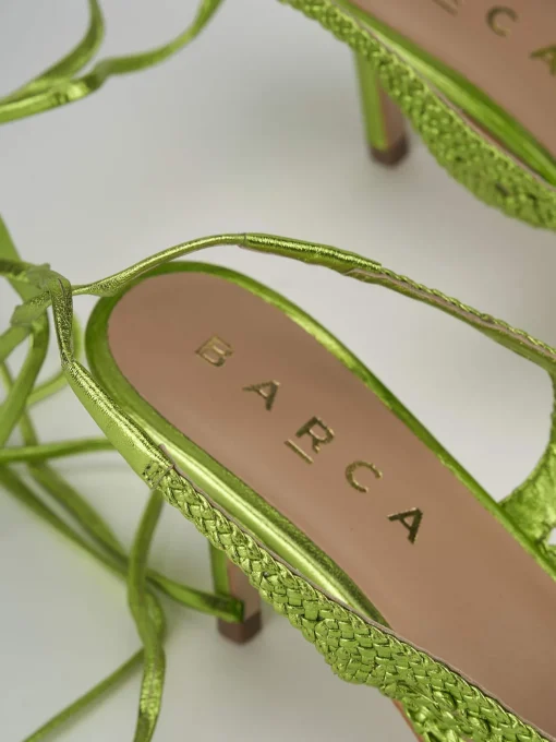 Décolleté e slingback tacco 7cm pelle verde
