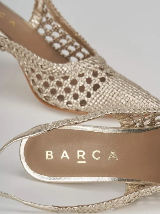 Décolleté e slingback tacco 7cm pelle oro