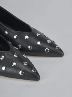 Décolleté e slingback tacco 4cm pelle nero