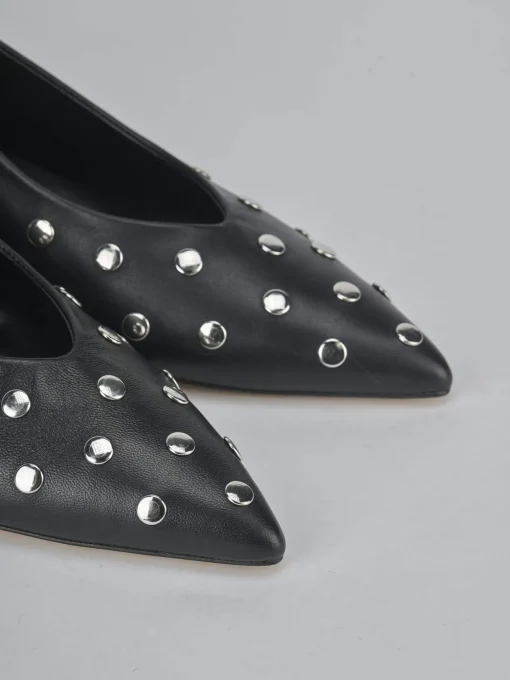 Décolleté e slingback tacco 4cm pelle nero