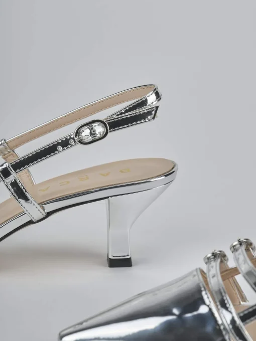 Décolleté e slingback tacco 6cm laminato argento