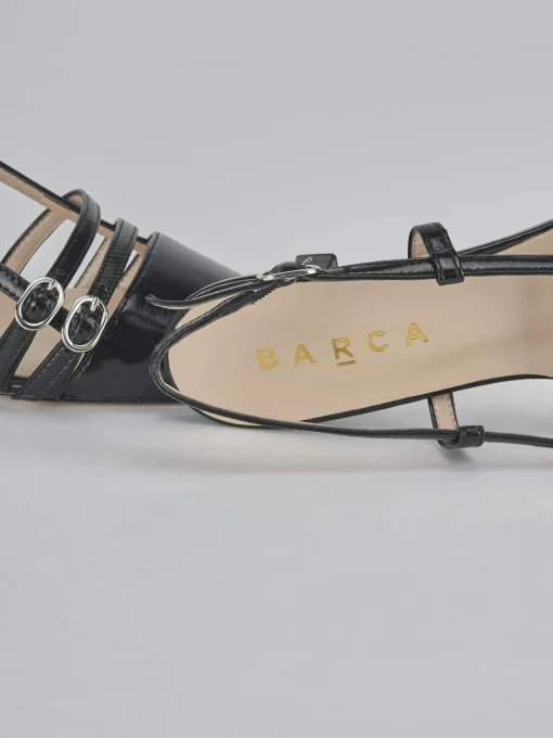 Décolleté e slingback tacco 6cm vernice nero