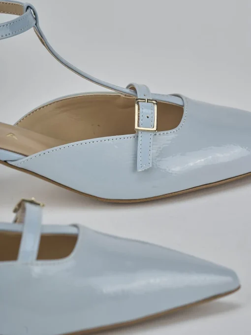 Décolleté e slingback tacco 4cm vernice azzurro