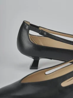 Décolleté e slingback tacco 4cm pelle nero