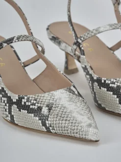Décolleté e slingback tacco 5cm pitone beige