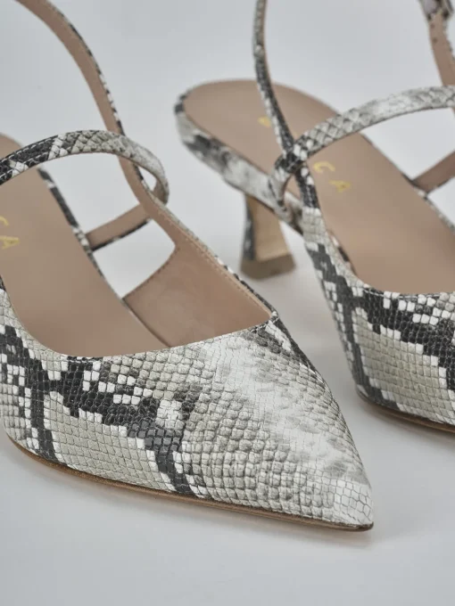 Décolleté e slingback tacco 5cm pitone beige