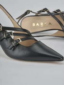 Décolleté e slingback tacco 7cm pelle nero