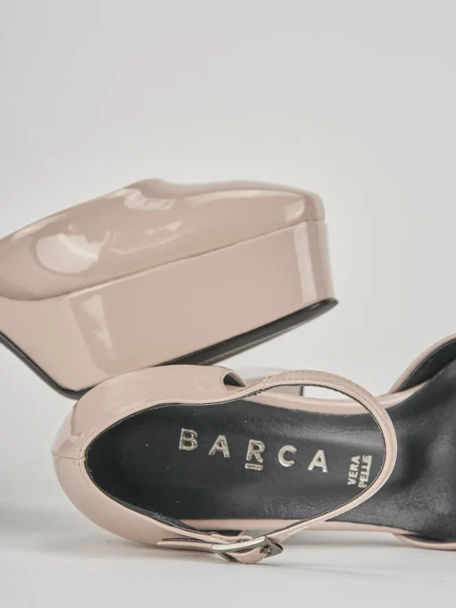 Décolleté e slingback tacco 10cm pelle beige
