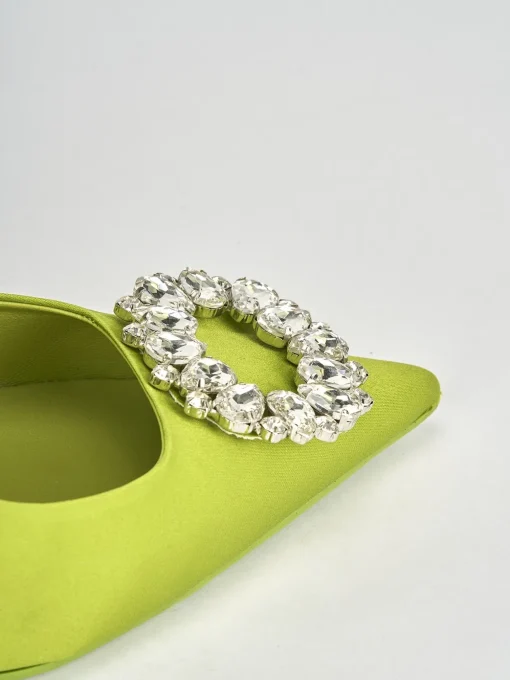 Décolleté e slingback tacco 9cm raso verde
