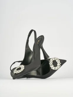 Décolleté e slingback tacco 9cm raso nero