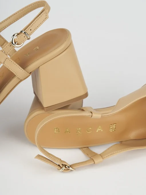 Décolleté e slingback tacco 6cm pelle marrone