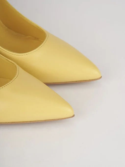 Décolleté e slingback tacco 10cm pelle giallo