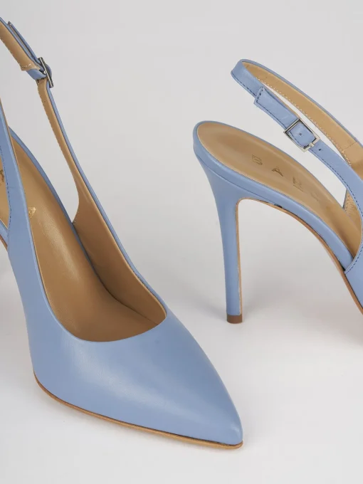 Décolleté e slingback tacco 11cm pelle azzurro