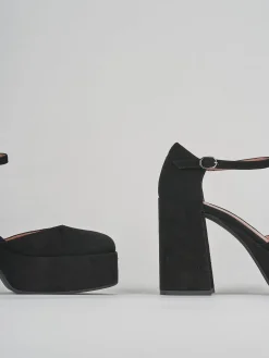Décolleté e slingback tacco 9cm camoscio nero