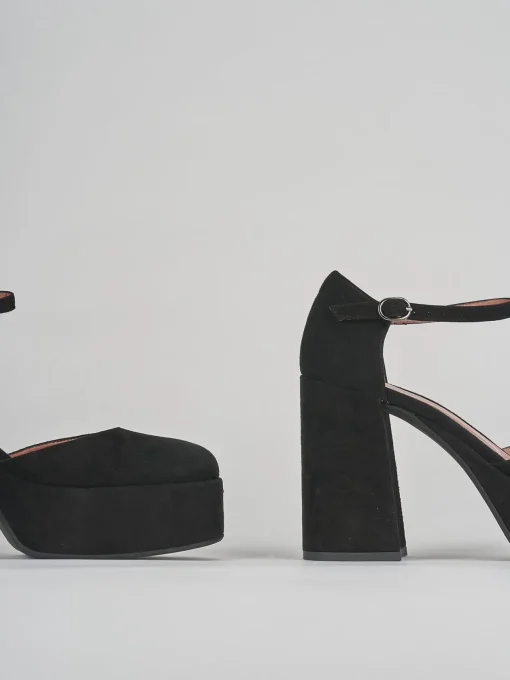 Décolleté e slingback tacco 9cm camoscio nero