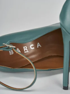 Décolleté e slingback tacco 10cm pelle verde