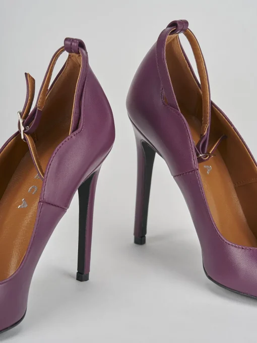 Décolleté e slingback tacco 10cm pelle viola
