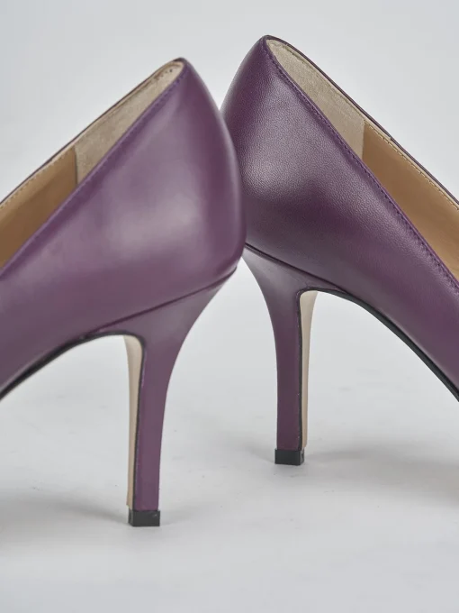 Décolleté e slingback tacco 7cm pelle viola