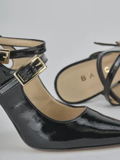 Décolleté e slingback tacco 9cm vernice nero